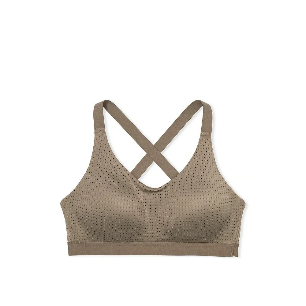 VSX Victoria's Secret Lightweight Mesh Sport Bra 36DDD Taupe Crossback M Support